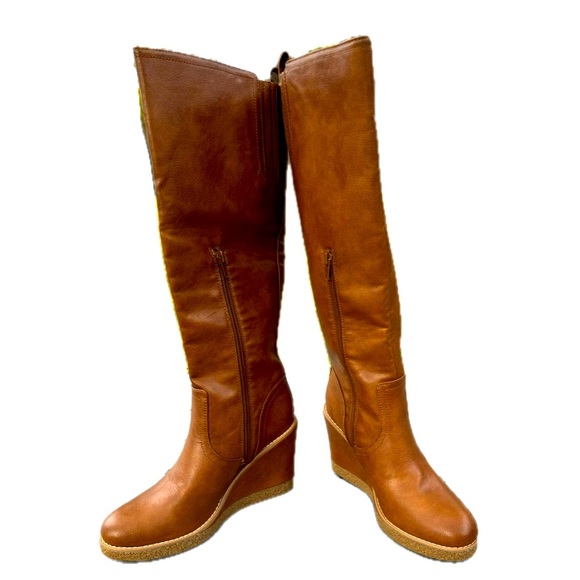 ZODIAC Iggy Wedge Knee High Boot Women's Size 8 Cognac - Picture 3 of 10